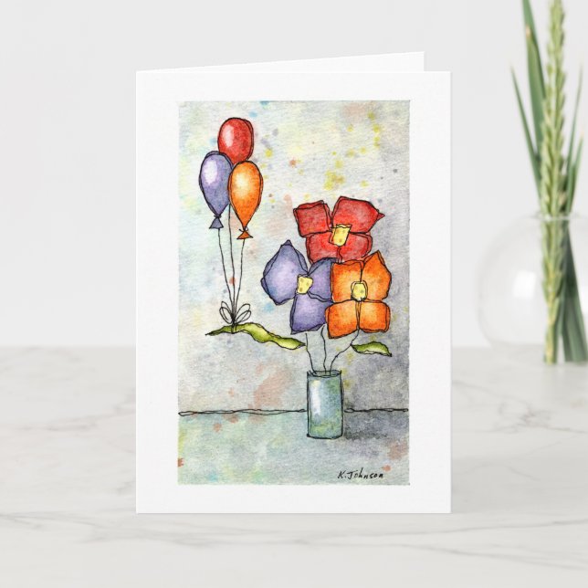 Carte de voeux à trois fleurs à bulles (Devant)