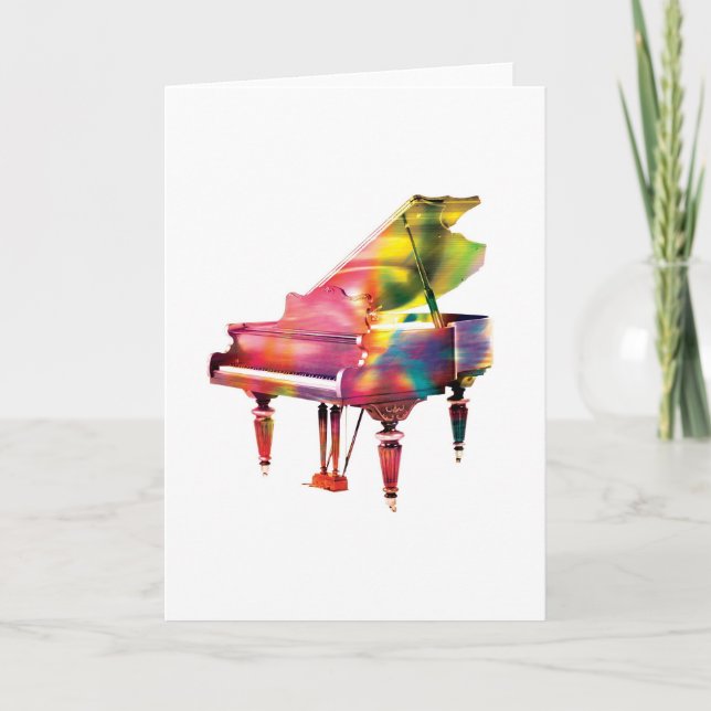 Carte de voeux abstraite colorée de piano à queue (Devant)