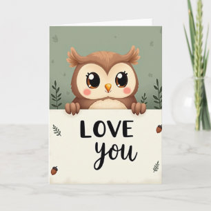 Carte de vœux adorable chouette je t'aime