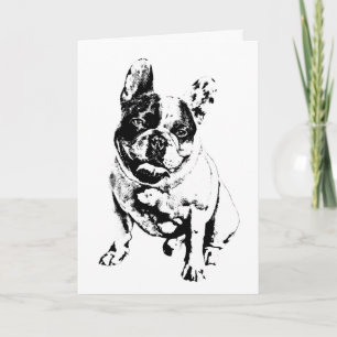 Carte de voeux adorable pour chien-taureau noir/bl
