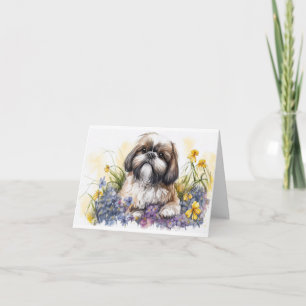 Carte de voeux adorable Shih Tzu Puppy Blank