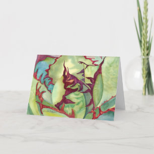 Carte de voeux agave Succulente aquarelle