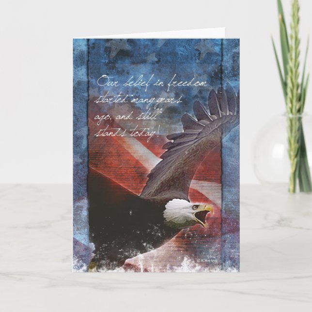 Carte de voeux Aigle et Drapeau (Devant)