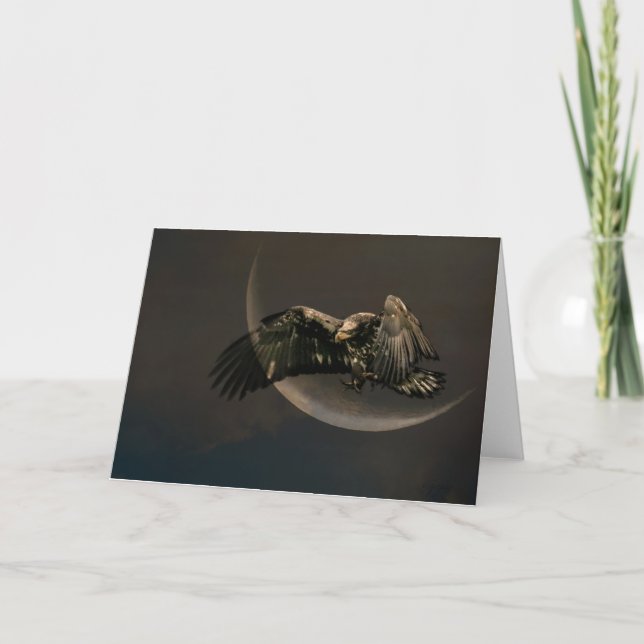 Carte de voeux Aigle et Lune (Devant)