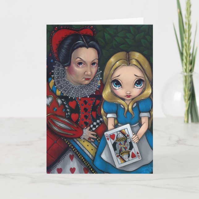 Carte de voeux "Alice et la Reine des Coeurs" (Devant)