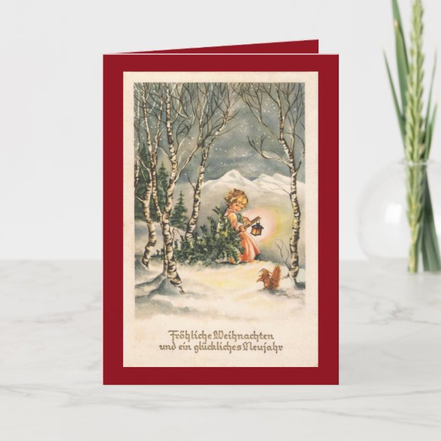 Carte de voeux allemande Weihnachten vintage (Devant)