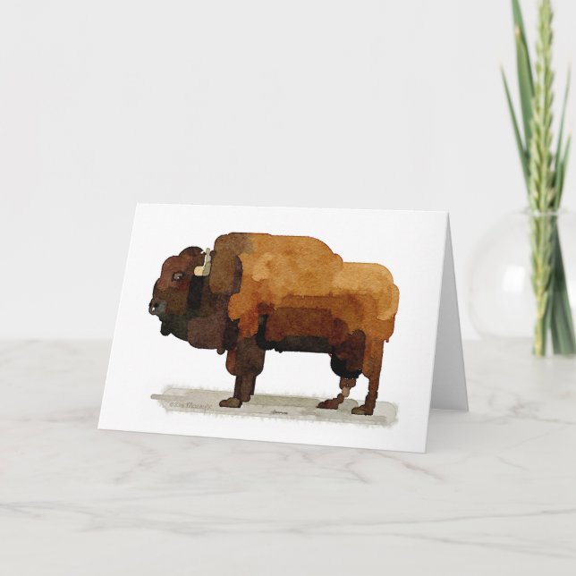 Carte de voeux américaine d'aquarelle de Buffalo (Devant)