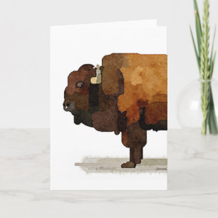 Carte de voeux American Buffalo (Bison) Watercolor