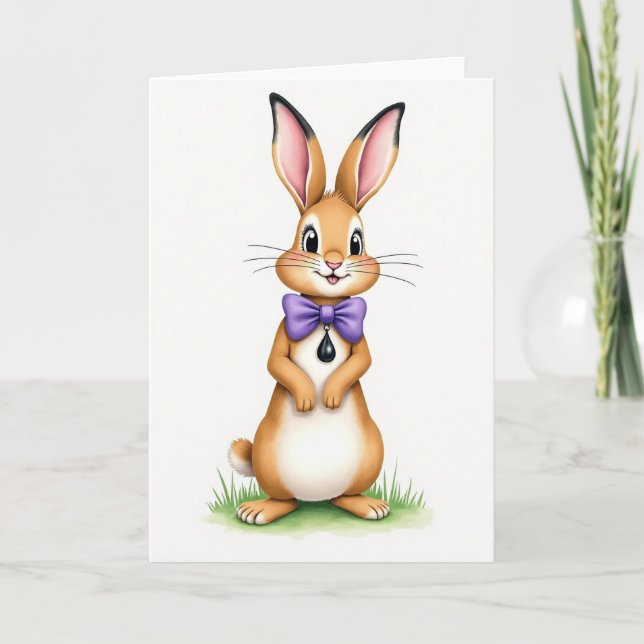 Carte de vœux ami lapin mignon (Devant)