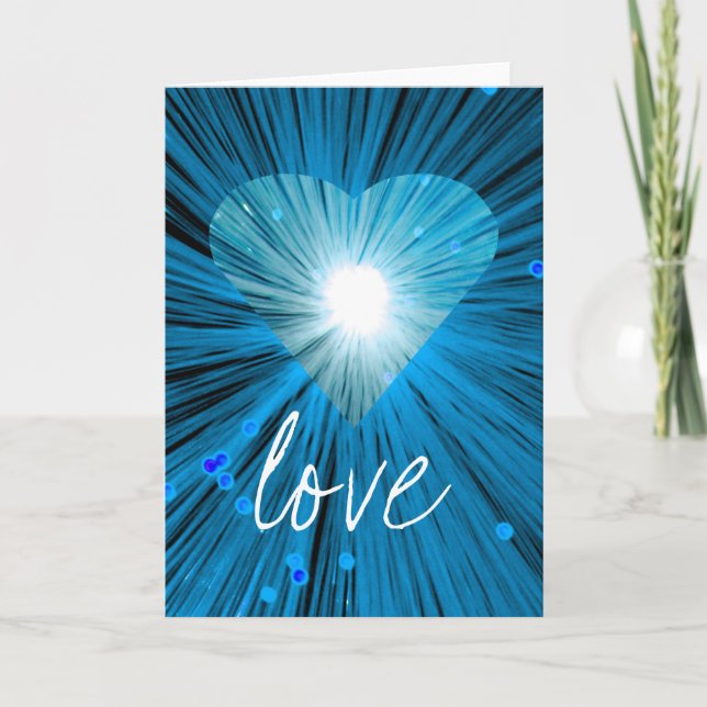 Carte de vœux 'Amour' Cœur Bleu (Devant)
