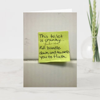 Carte de voeux amusante : CRANKY TOILET SIGNE PHOT