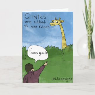 Carte de voeux amusante - 'Giraffe ; Cacher et che