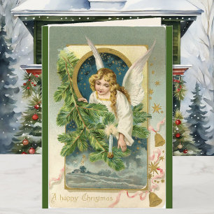 Carte de voeux Ange de Noël Vintage Message texte