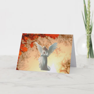 Carte de vœux Ange priant sous l'arbre