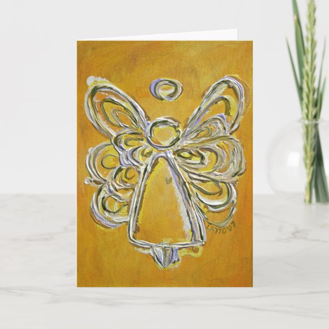 Carte de voeux Angel Jaune ou carte de notes (Devant)
