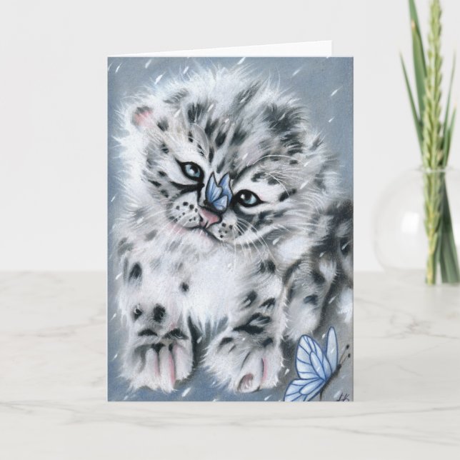 Carte de voeux animal pour bébé léopard des neiges (Devant)