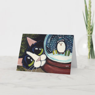 Carte de voeux animale d'art de chat de smoking et