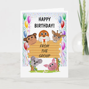 Carte de voeux animale de joyeux anniversaire