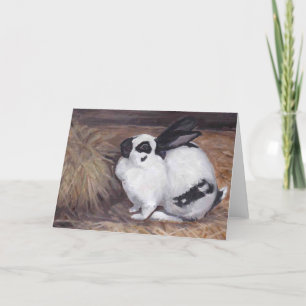 Carte de voeux animale lapin noir et blanc lapin n