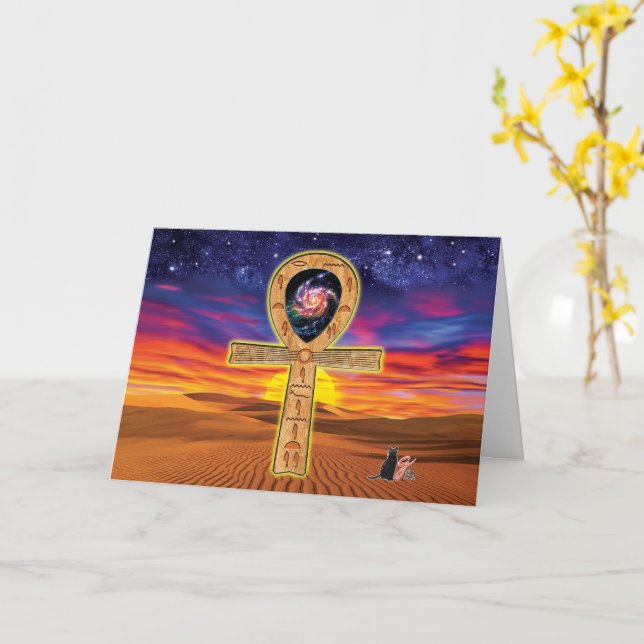 Carte de voeux Ankh (Fleur jaune)