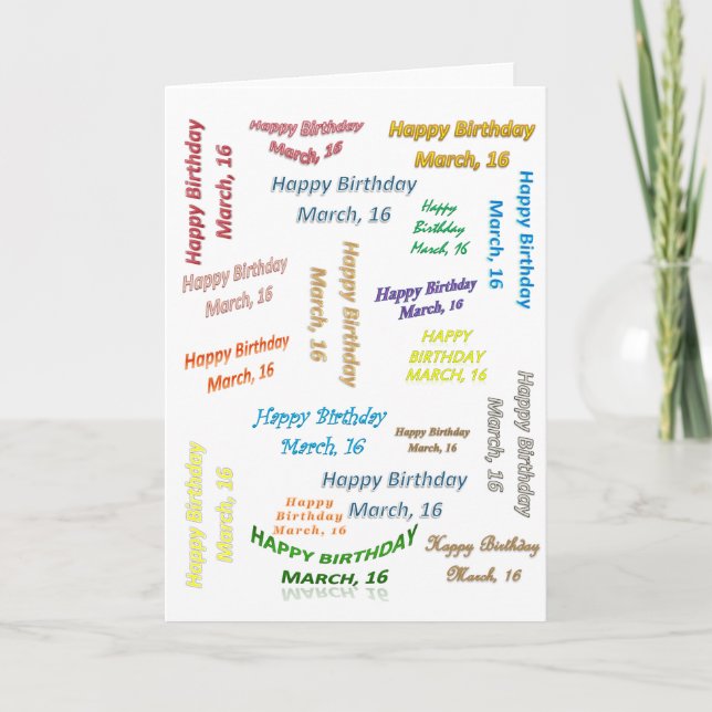 Carte de vœux Anniversaire 16 mars (Devant)