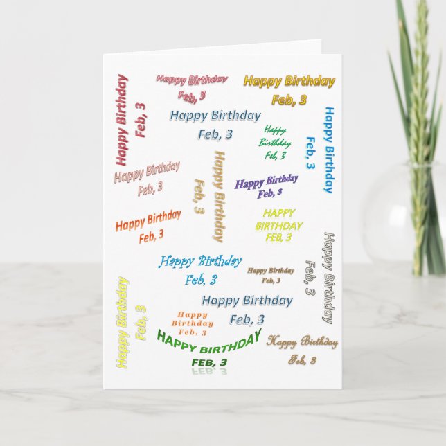 Carte de vœux Anniversaire 3 février (Devant)