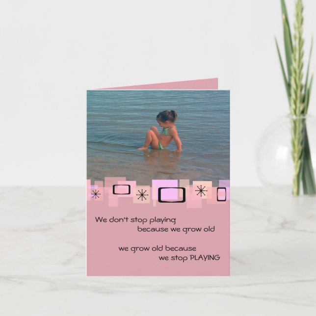 Carte De Voeux Anniversaire À La Plage (Devant)