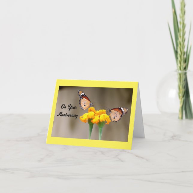 Carte de voeux Anniversaire de deux papillons (Devant)