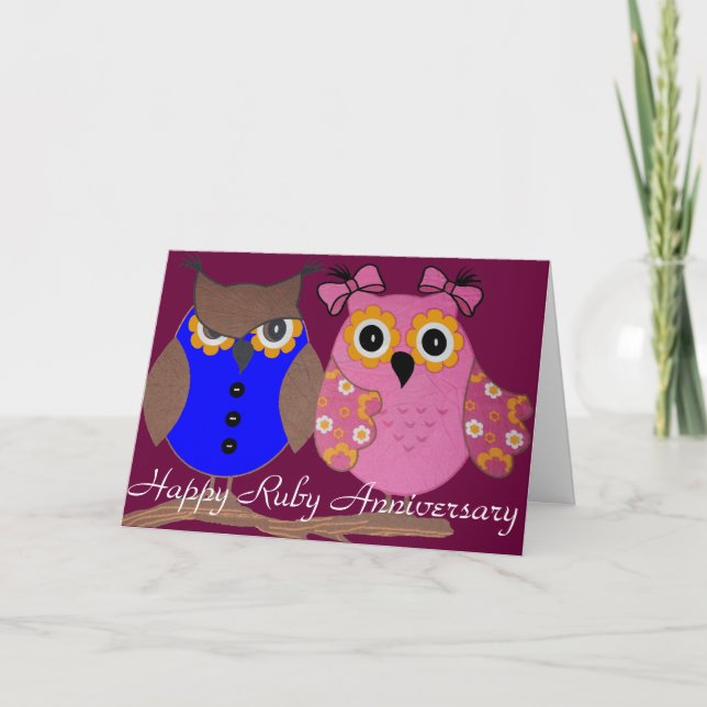 CARTE DE VOEUX ANNIVERSAIRE DE MARIAGE RUBIS (Devant)