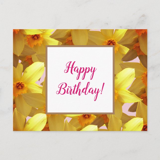 Carte de voeux Anniversaire des jonquilles jaunes (Devant)