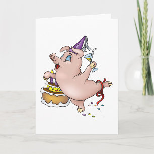 Carte de voeux Anniversaire Pig Partys