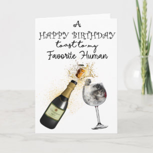 Carte de voeux Anniversaire Vin et Verre amusant