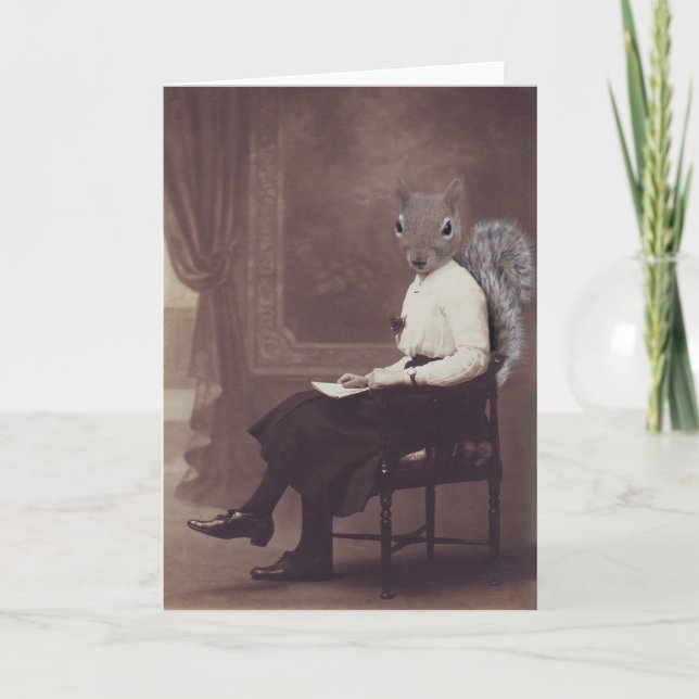 Carte de voeux anthropomorphe de blanc de femme (Devant)