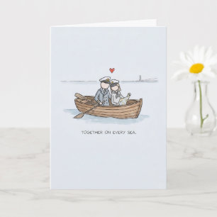 Carte de vœux aquarelle Âmes sœurs nautiques