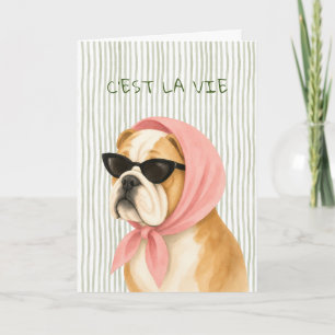 Carte de vœux aquarelle Diva Bulldog