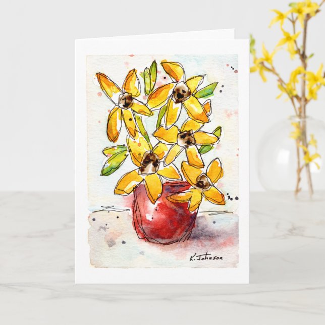 Carte de voeux Aquarelle Fleurs Jaunes (Fleur jaune)