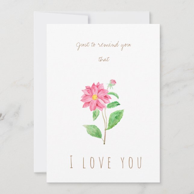 carte de voeux aquarelle rose dahlia (Devant)