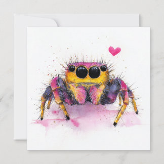 Carte de vœux araignée sauteuse colorée mignonne