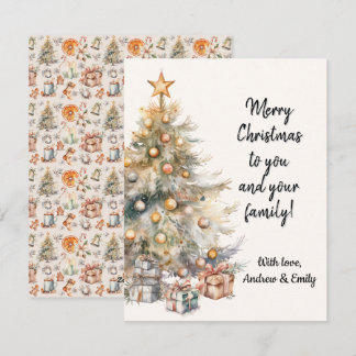 Carte de voeux Arbre de Noël Watercolor