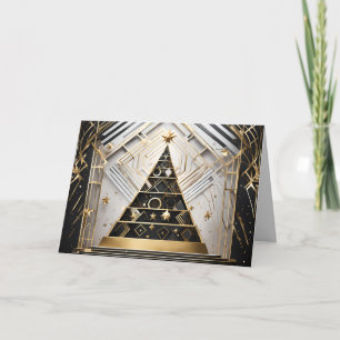 carte de voeux art déco sapin de noël