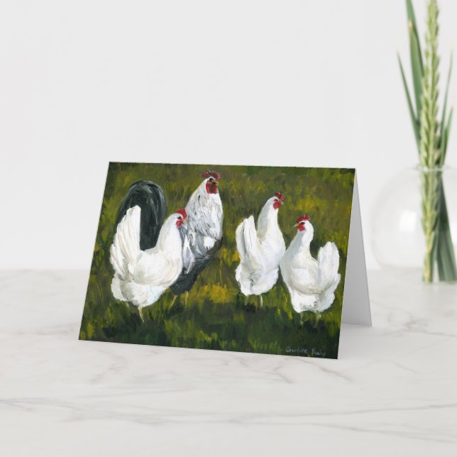 Carte de voeux Art "Rooster & Hens" (Devant)