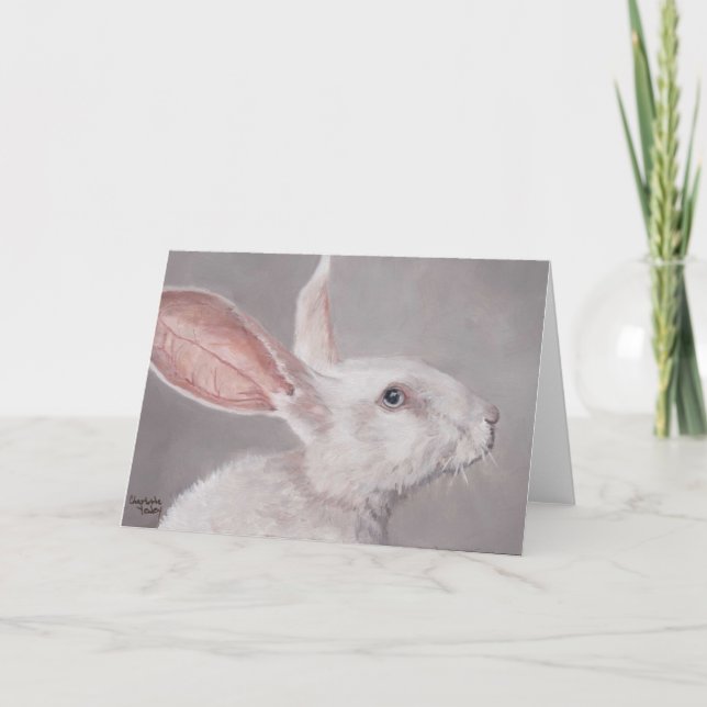 Carte de vœux artistique d'animal lapin blanc (Devant)