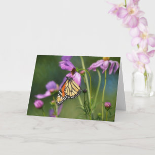 Carte de vœux artistique papillon monarque sur fle