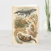 Carte de vœux artistique vintage océan embrasse vi