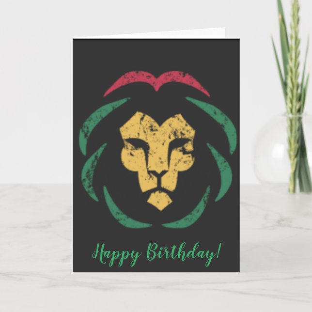 Carte de voeux au lion reggae (Devant)