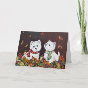 Carte de voeux Automne Westies