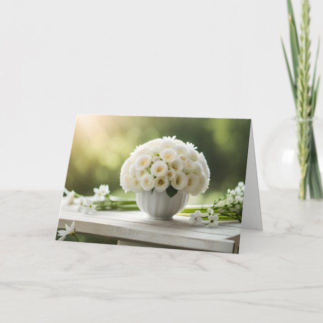 Carte de voeux aux fleurs blanches (Devant)