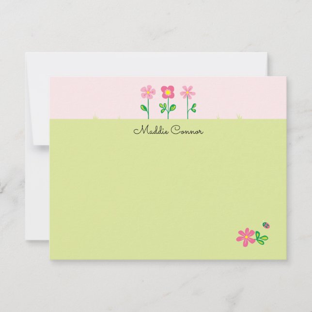 Carte de vœux aux fleurs douces en rose et vert (Devant)