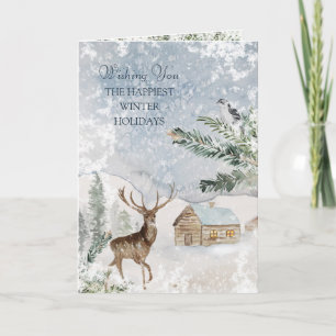 Carte de voeux aux oiseaux des cerfs de Noël