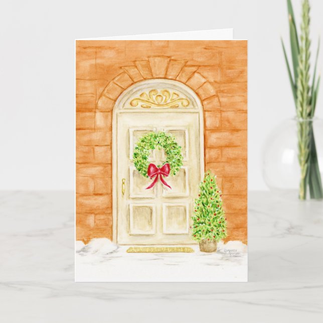 Carte de voeux avant de la porte de Noël (Devant)